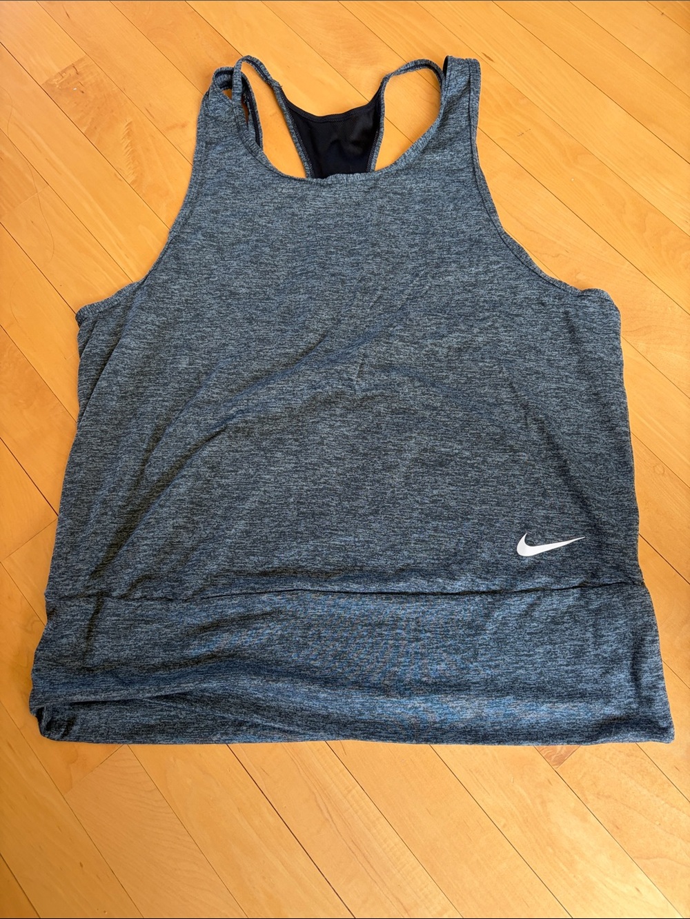 Nike Dark Heather Gray Racerback Athletic Tank with Black Shelf